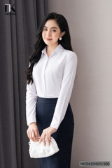 Áo Sơ Mi Dài Tay Cổ Đức Nẹp Dấu Khuy cơ bản phù hợp nhiều kiểu dáng NKSM2010011 ( Ko kèm QU/CV/PK)