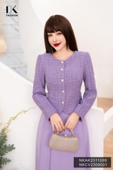 Áo Khoác Dạ Text Cổ Trơn, Sang Trọng, Thanh Lịch NKAK2311009