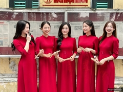 Áo dài thêu hoa sen tay bồng cao cấp, thướt tha, mang nét truyền thống phụ nữ Việt NKDV2411004 ( ko kèm quần + PK)