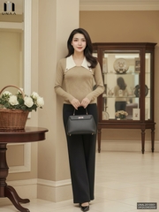 Áo len chấm phối lá cổ điệu đà UNAL2510001