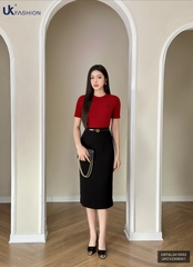 Áo Len Cộc Tay Thêu Nơ UK Fashion Công Sở Nữ Nữ Tính, Thanh Lịch Vải Mềm Mịn UKFAL2410002