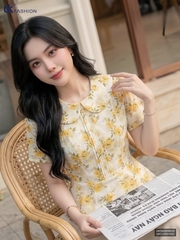 Sơ mi cổ sen họa tiết mí dọc UKSM2606020 ( Áo rời , không kèm CV/QU/PK )