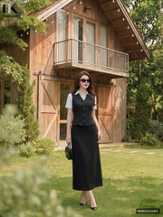 Set gile + chân váy a dài thanh lịch NKBD2511003