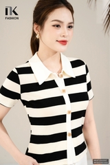 Áo thun kẻ to cúc nẹp kiểu dáng mới, trẻ trung, năng động NKAT2502007