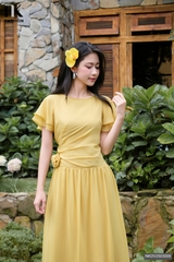 Đầm voan ánh nhún hong hoa 3D, kiểu cách mới lạ, lên dáng đẹp NKDV2503009