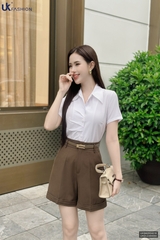 Sơ mi xếp ngực chéo kiểu cách mới UKSM2504018