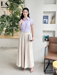 NK Fashion Áo Sơ Mi Kẻ Cổ Đức Túi Ốp Trẻ Trung, Nữ Tính NKSM2404009