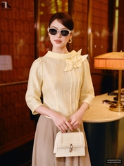 Sơ mi cổ giếng hoa 3D cao cấp NKSM2507009