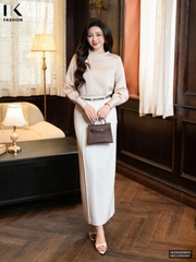 Sơ mi lụa kim cương bèo cổ NKSM2608003 (Áo rời - Không kèm CV/QU/PK)