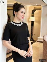 Áo Len Cổ Ren Bo Gấu NK Fashion Công Sở Nữ Trẻ Trung, Nữ Tính Vải Mềm Mịn NKAL2409001
