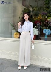 Sơ mi dài tay bèo nẹp UK Fashion Công Sở Thiết Kế , Họa Tiết Hoa Nhẹ Nhàng, Thanh Lịch, Nữ Tính UKSM2405024