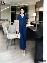 Bộ Đồ Quần Ống Đứng Và Áo Vạt Chéo Phối Cúc Bọc Thanh Lịch NKBD2412005 ( Ko kèm PK )