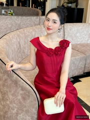 Đầm Dự Tiệc Bấu mí hoa 3D Tinh Tế NK Fashion Dày Dặn Đứng Form Chuẩn Thanh Lịch NKDV2410003
