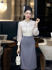 Sơ mi hoa bèo cổ cúc nẹp, kiểu dáng mới, mềm mịn UKSM2502011