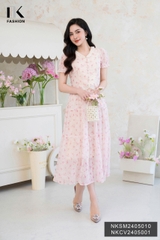 Áo Sơ Mi Tơ Ép Bèo Cổ Gấu NK Công Sở Nữ Thanh Lịch Nữ Tính Vải Mềm Mịn NKSM2405010