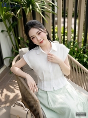 Sơ mi cổ sen vai chờm UKSM2606012 ( Áo rời ko kèm CV/QU/PK)