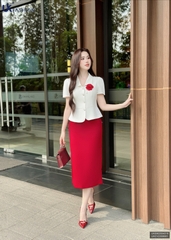 Sơ mi peplum cổ nhăn vạt trơn, dễ mặc, che khuyết điểm tốt UKSM2504016