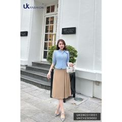 Chân Váy A Xếp Cá Sườn Dáng Dài UKCV2309002 Thương Hiệu NK Fashion Công Sở Nữ Sang Trọng, Trẻ Trung, Thanh Lịch