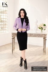 NK FASHION Áo Khoác Dạ Text Cô Ve 6 Cúc Đồng Cao Cấp, Dáng Ngắn Sang Trọng NKAK2311001