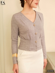 Áo len cổ V ly gấu xinh yêu NKAL2508006