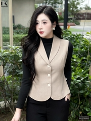 Gile 2 lớp cổ ve liền lịch sự, nhẹ nhàng NKAK2509002