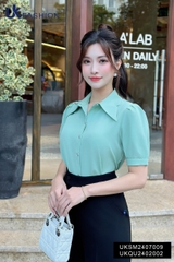 Áo Sơ Mi Tay Lỡ Cổ Đức Kiểu UK Fashion Thanh Lịch, Nữ Tính Vải Mềm Mịn UKSM2407009