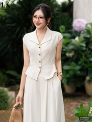 Sơ mi vai chờm đai eo điệu đà, hiện đại NKSM2604015