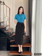 Chân Váy Bút Chì Hoa Eo Kiểu Dáng Basic Thanh Lịch Tôn Dáng, Co Giãn Nhẹ NKCV2410002