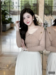 Áo len lá cổ mí kép kiểu cách, dịu dàng NKAL2510003