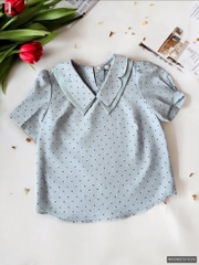 Sơ Mi Chấm Bi Phối Cổ Trẻ Trung, Thanh Lịch Chất Vải Mềm NKSM2501024