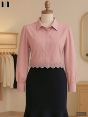 Áo Sơ Mi Cổ Đức Dài Tay Ren Gấu Unaa Fashion Thời Trang Công Sở Nữ Thanh Lịch Vải Mềm Mịn UNSM2507029