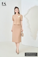 NK Fashion Áo Sơ Mi Cổ Tàu V Cúc Bọc Trẻ Trung, Thanh Lịch, Thời Trang NKSM2401018