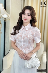 Áo Sơ Mi Thô Mềm 7 Mảnh Hoạ Tiết NK Fashion Công Sở Nữ Thanh Lịch NKSM2407001