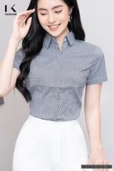 Sơ Mi Kẻ Nẹp Chéo Cộc Tay NKSM2012010