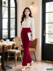 Sơ mi cổ V lá cổ dễ mặc UNSM2507025