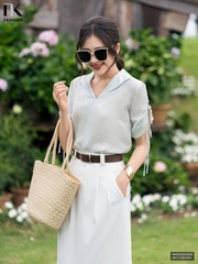 Sơ mi vạt cổ nhún tay, phong cách lạ, điểm nhấn hút NKSM2603008