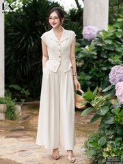 Quần ống rộng cạp V thoải mái, sang NKQU2502005
