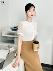 Áo sơ mi cộc tay bèo cổ kiểu cách, dễ thương, mới đẹp NKSM2501027