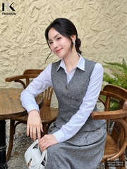 Áo Ghile xước xếp eo sang xịn ghép set công sở lịch sự NKSM2410006 ( Ko kèm CV - PK )