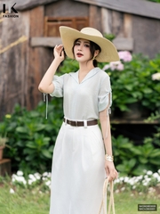 Sơ mi vạt cổ nhún tay, phong cách lạ, điểm nhấn hút NKSM2603008