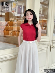NK Fashion Áo Thun Cổ Bẻ Tay Chờm Basic Công Sở Nữ Thiết Kế Cách Điệu, Thanh Lịch, Thoải Mái, Trẻ Trung NKAT2403001