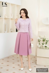 Áo  Dạ Text Cổ Sen Giao Cúc NKFAK2311010 Thời Trang NK Fashion Trẻ Trung Phong Cách Hàn Quốc, Chất Liệu Dày Dặn, Mịn, Dễ Phối Đồ
