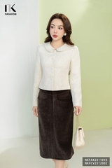 Áo  Dạ Text Cổ Sen Giao Cúc NKFAK2311010 Thời Trang NK Fashion Trẻ Trung Phong Cách Hàn Quốc, Chất Liệu Dày Dặn, Mịn, Dễ Phối Đồ