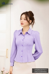Sơ mi dài tay Sup eo UK Fashion công sở Tay Dài Thời Trang Basic Chất Liệu Vải Hàn, Thoáng Mát UKSM230701