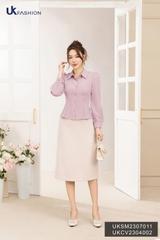 Sơ mi dài tay Sup eo UK Fashion công sở Tay Dài Thời Trang Basic Chất Liệu Vải Hàn, Thoáng Mát UKSM230701