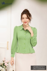 Sơ mi dài tay Sup eo UK Fashion công sở Tay Dài Thời Trang Basic Chất Liệu Vải Hàn, Thoáng Mát UKSM230701