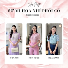 NK Fashion Áo Sơ Mi Hoa Nhí Phối Cổ Nữ Tính, Thanh Lịch NKSM2403005