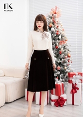 NK Fashion Áo Len Cổ Tròn Vân O, Dáng Suông, Tay Dài, Thời Trang NKFAL2312002