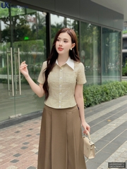 Sơ mi kẻ túi ốp phối cổ lịch sự, mới mẻ UKSM2504012