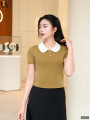 Áo thun cổ sen trẻ trung, mới, xinh xắn dễ mặc NKAT2501005